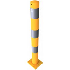 Barrier post#steel tube Ø 89 x 2,9 mm#detachable, removable#yellow / black