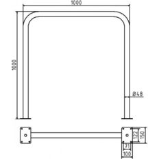 Hoop of steel tube#Ø 48 x 2,5 mm#without cross bar#to be fixed by plugs