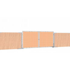 Robust wooden mobile fence gate#with strong steel frame construction