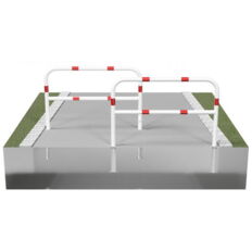 Access barriers#removable and revolving#with triangular locking mechanism#without quarter-bent bar