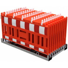 SET#with 20 panel fence#on storage and transport crossbar