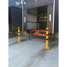 Barrier post#steel tube 70 x 70 mm#sides tiltable#yellow / black