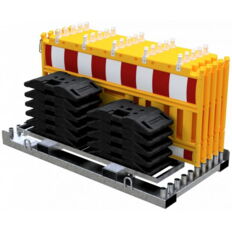 SET #with 10 panel fences#and 11 base plates#on storage and transport traverse