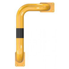 Anti-nudge hoop 90°#L-shaped#steel tube Ø 76 mm#yellow / black