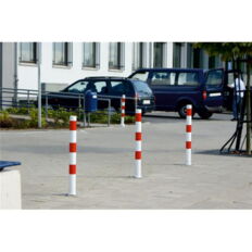 Barrier posts#Steel tube Ø 76 x 2,6 mm#Foldable, with Euro profile cylinder lock
