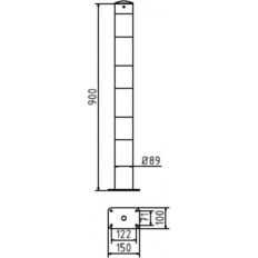 Barrier post#steel tube Ø 89 x 2,9 mm#yellow / black