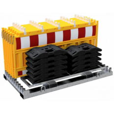 SET #with 10 panel fences#and 11 base plates#on storage and transport traverse