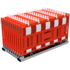 SET#with 20 panel fence#on storage and transport crossbar