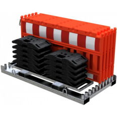 SET #with 10 panel fences#and 11 base plates#on storage and transport traverse