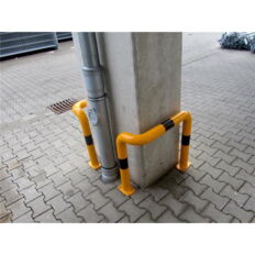 Anti-nudge hoop 90°#L-shaped#steel tube Ø 76 mm#yellow / black