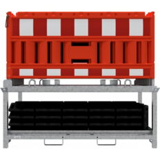 SET #with 20 panel fence #and 21 base plates#on storage and transport traverse