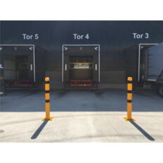 Barrier post#steel tube 70 x 70 mm#sides tiltable#yellow / black