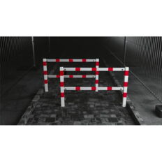 Access barriers#with triangular lock#swing-back#with top and quarter-bent bar
