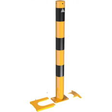 Barrier post#steel tube Ø 89 x 2,9 mm#detachable, removable#yellow / black