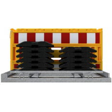 SET #with 10 panel fences#and 11 base plates#on storage and transport traverse