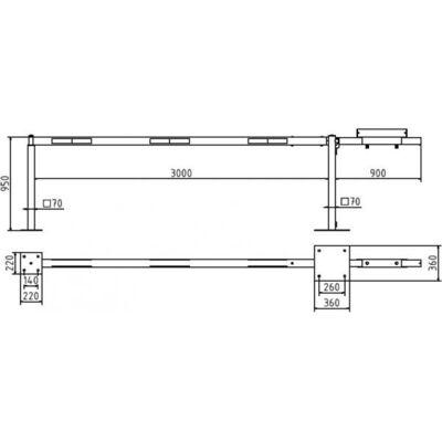 Access barrier with counterweight#and supporting post