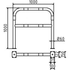 Hoop of steel tube#Ø 60 x 2,5 mm#with cross bar#to be fixed by plugs