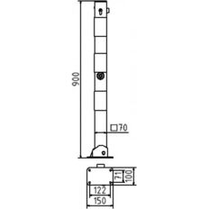 Barrier post 70 x 70 mm#foldable#with profile cylinder lock #and triangular lock
